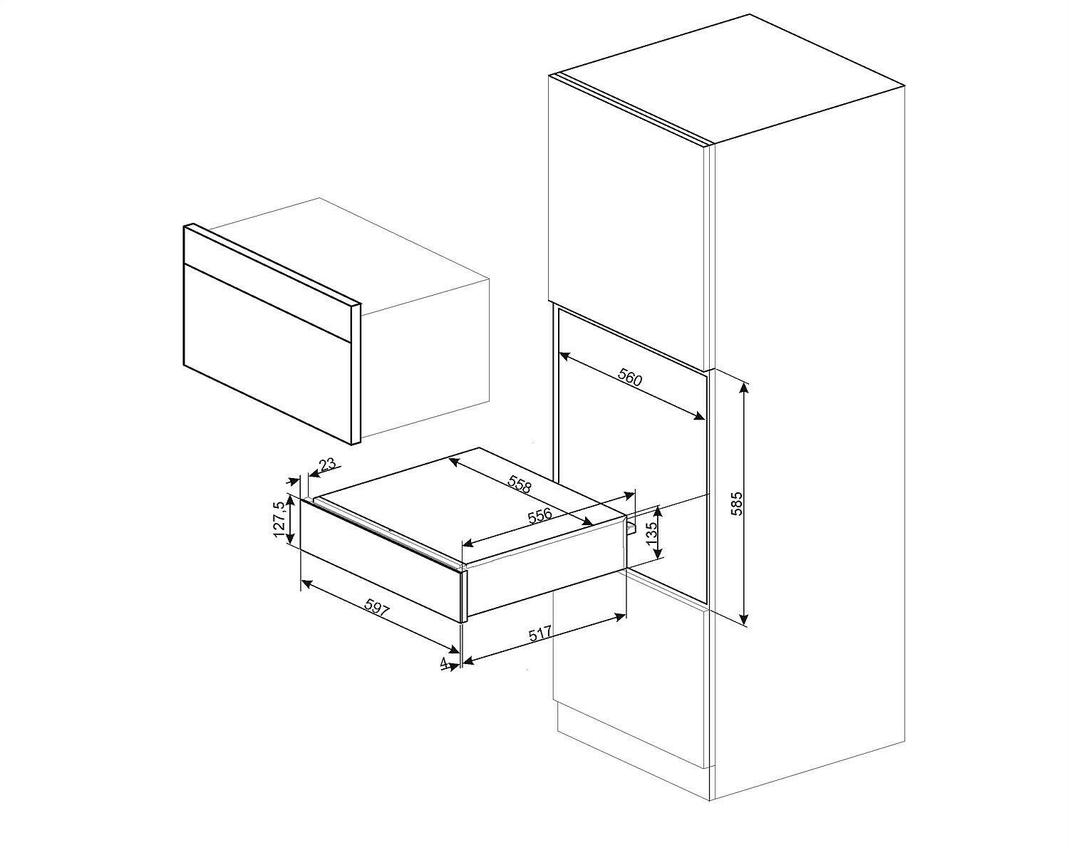 CAJÓN CALENTAMIENTO SMEG 60 CM  DOLCE STIL NOVO  CPRT615NR