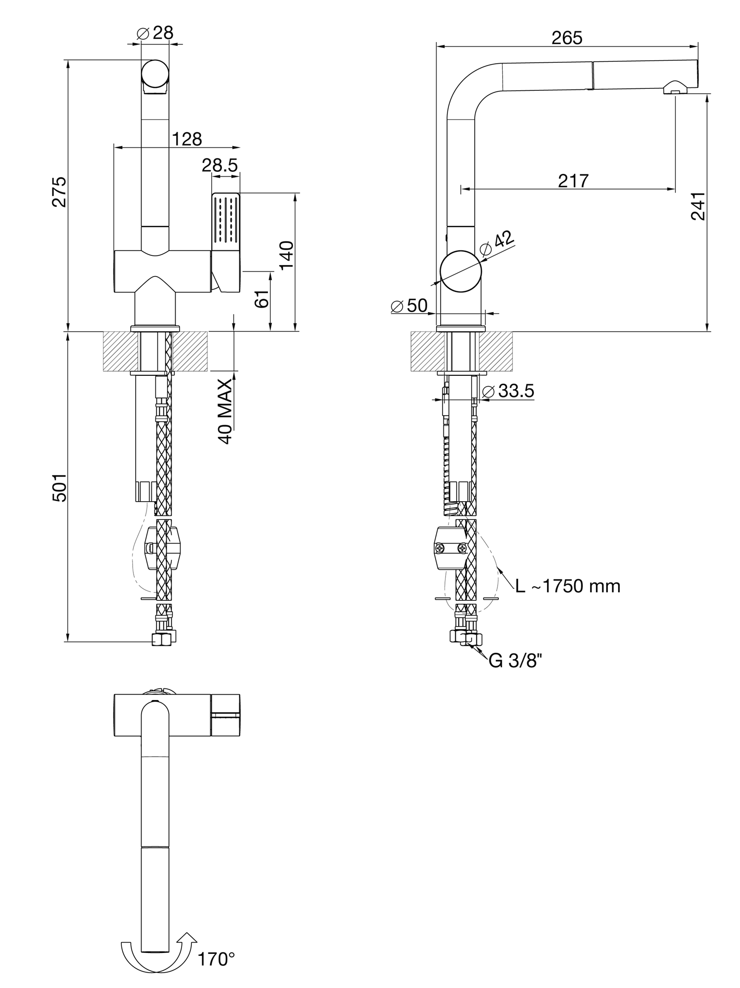 GRIFO SMEG CON DIFUSOR EXTRAÍBLE MTS15-CR