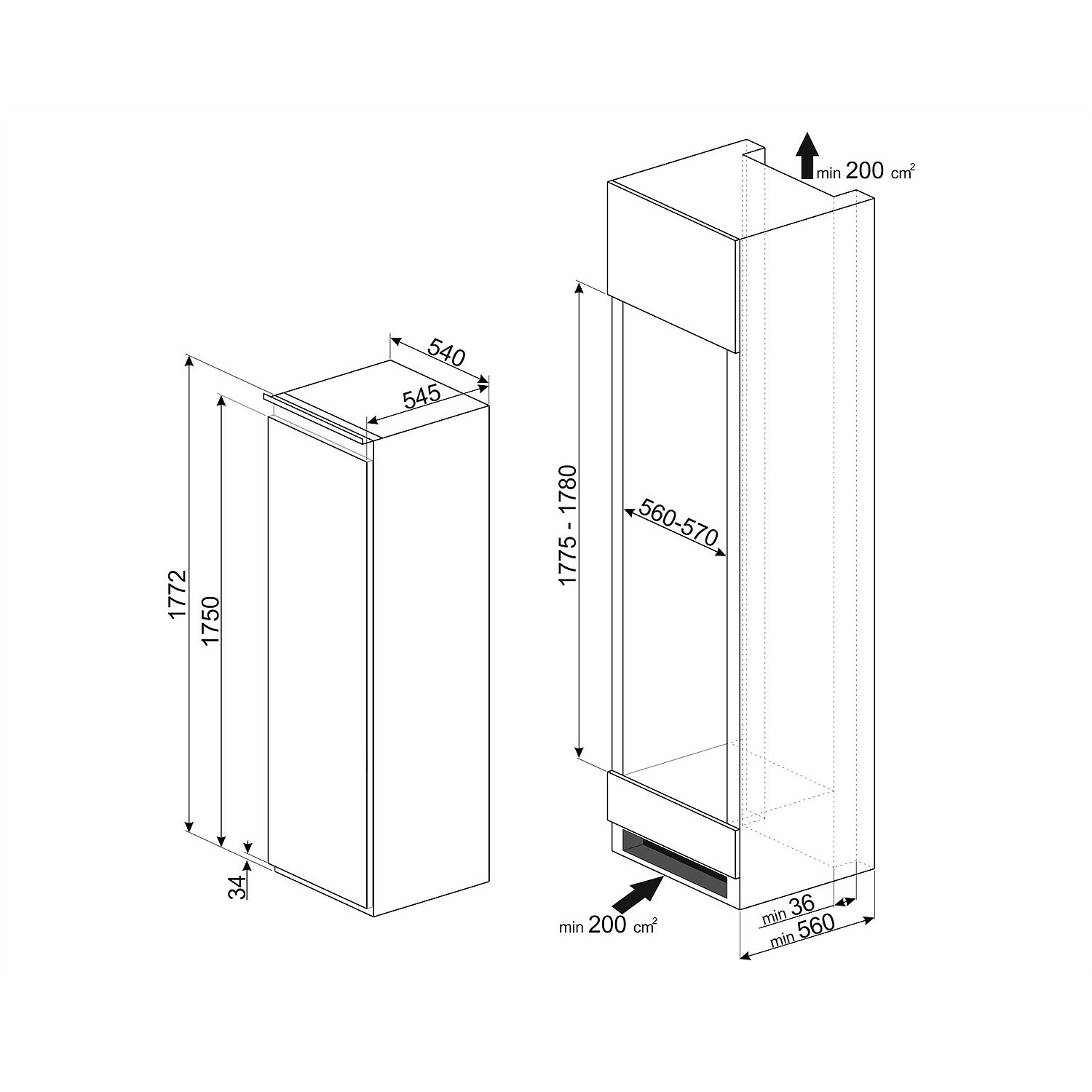 HELADERA SMEG PANELABLE 1 PUERTA  FR170AR