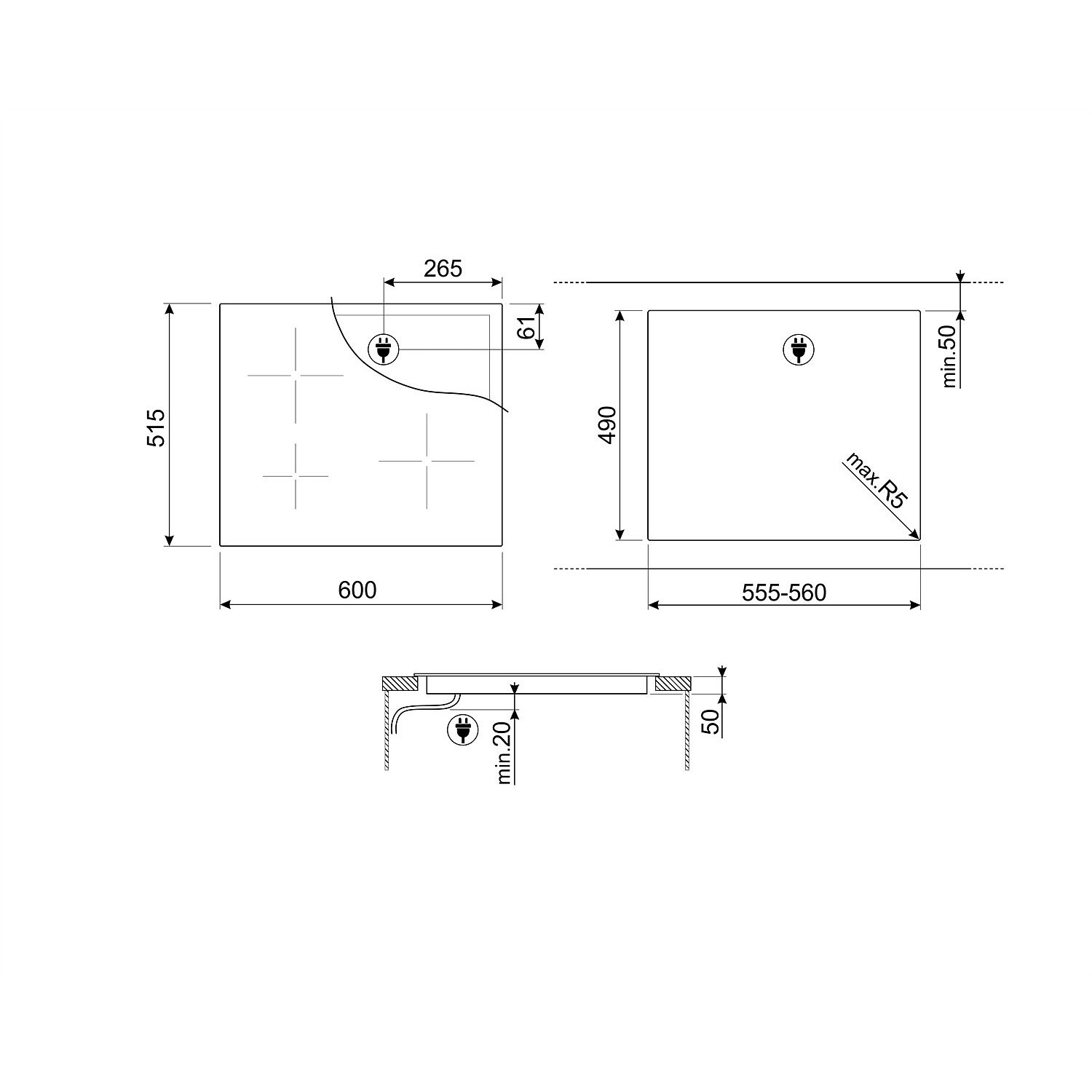ANAFE SMEG INDUCCIÓN 60 CM  4 ZONAS SI5641DAR
